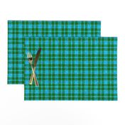 CSMC42 - Dew-on-the-Grass Green and Summer Sky Blue Speckled Plaid