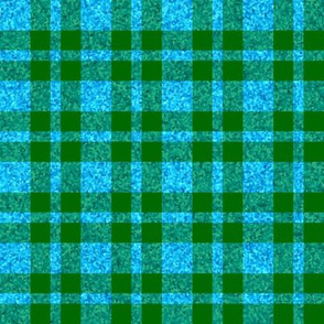 CSMC42 - Dew-on-the-Grass Green and Summer Sky Blue Speckled Plaid