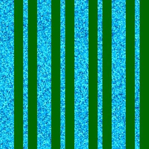CSMC42 - Large Dew-on-the-Grass Green and Summer Sky Blue Speckled Stripes