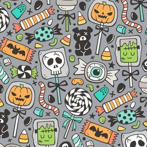 Trick or Treat Halloween Fall Candy on Dark Grey