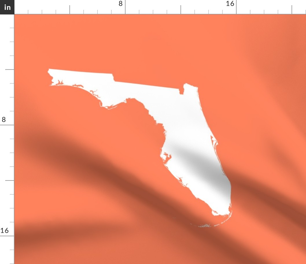 Florida silhouette - 18" white on coral