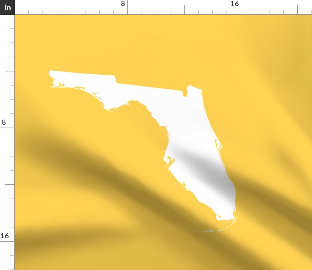 Florida silhouette - 18" white on yellow 