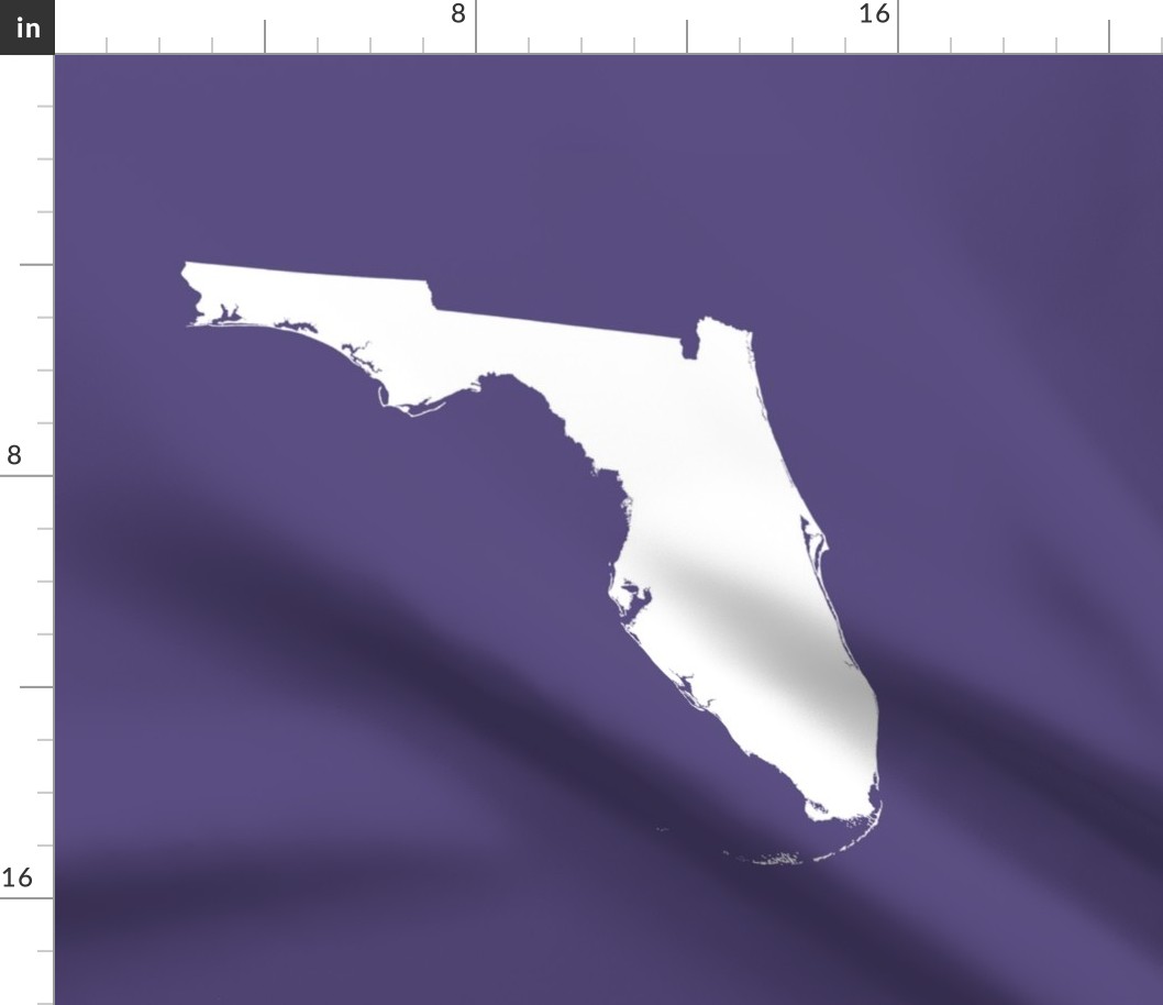 Florida silhouette - 18" white on purple 