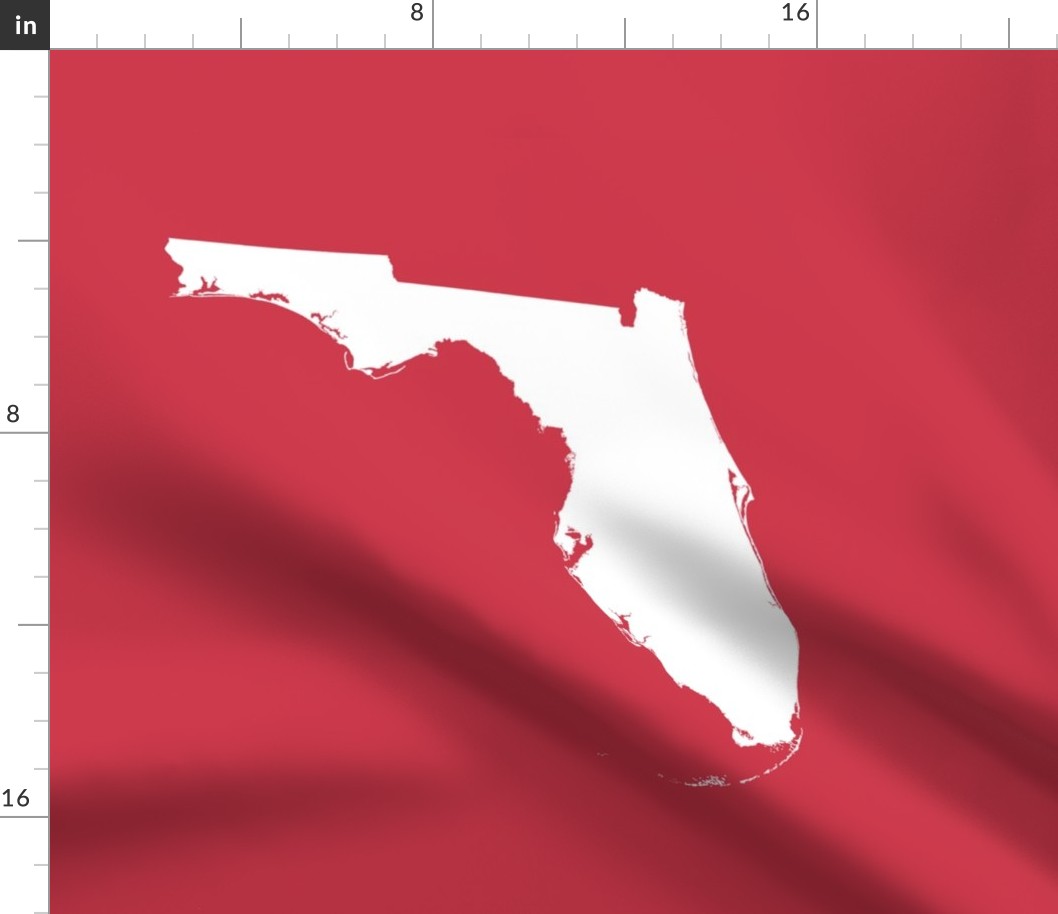 Florida silhouette - 18" white on red 