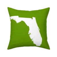 Florida silhouette - 18" white on leaf green 