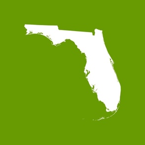Florida silhouette - 18" white on leaf green 