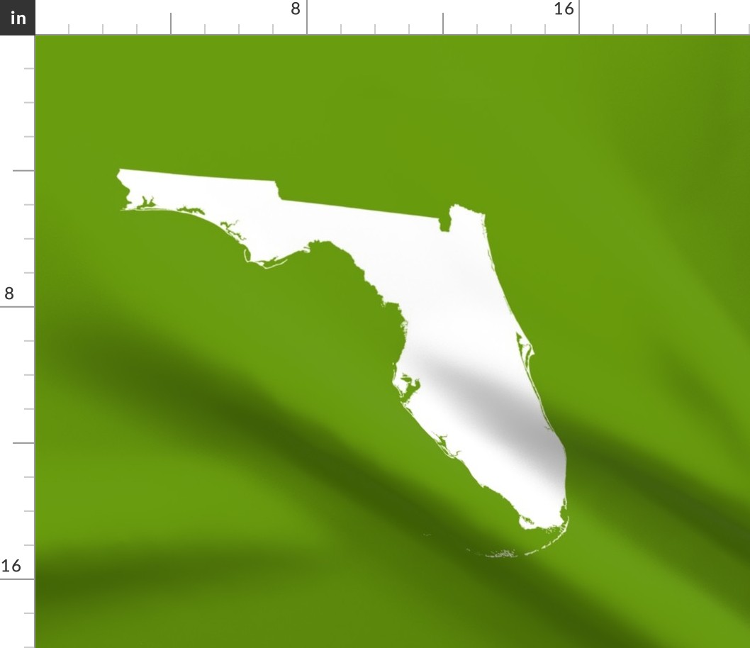 Florida silhouette - 18" white on leaf green 