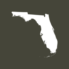 Florida silhouette - 18" white on khaki