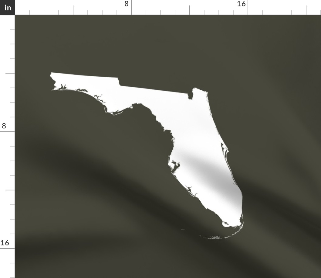 Florida silhouette - 18" white on khaki