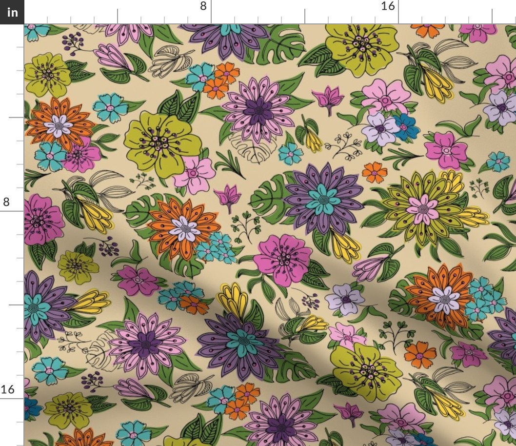 Garden Party Multi Color on Beige