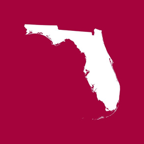 Florida silhouette - 18" white on cranberry