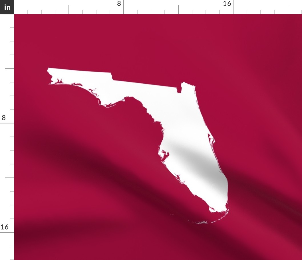 Florida silhouette - 18" white on cranberry