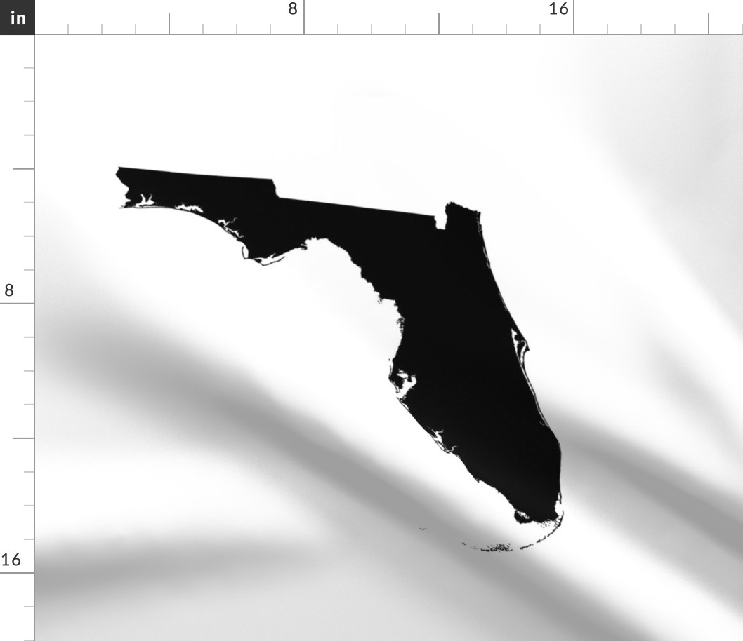 Florida silhouette - 18" black and white 