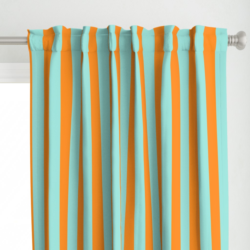 orange and pastel teal stripes 2in :: halloween vertical