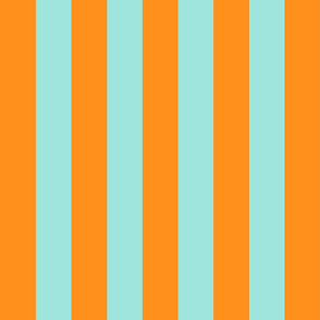 orange and pastel teal stripes 2in :: halloween vertical