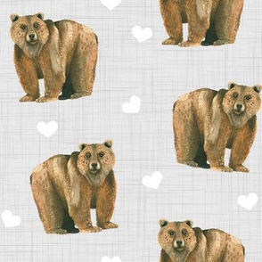 Bears and Hearts on Linen