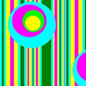 Bright Wonky Circles on Bright Wonky Stripes