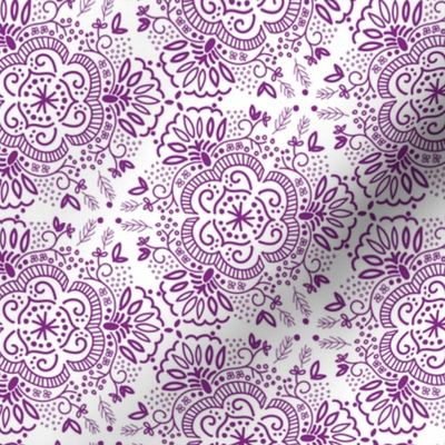 Hand-Drawn Symmetric Purple Floral