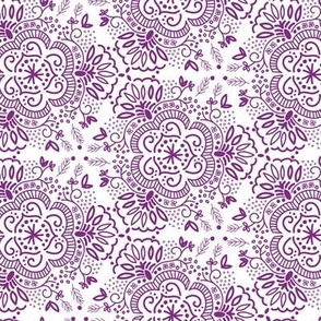 Hand-Drawn Symmetric Purple Floral