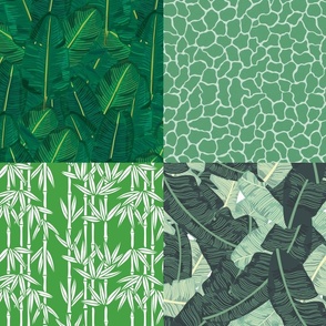 Green Tropical Chinoiserie Cheater Quilt