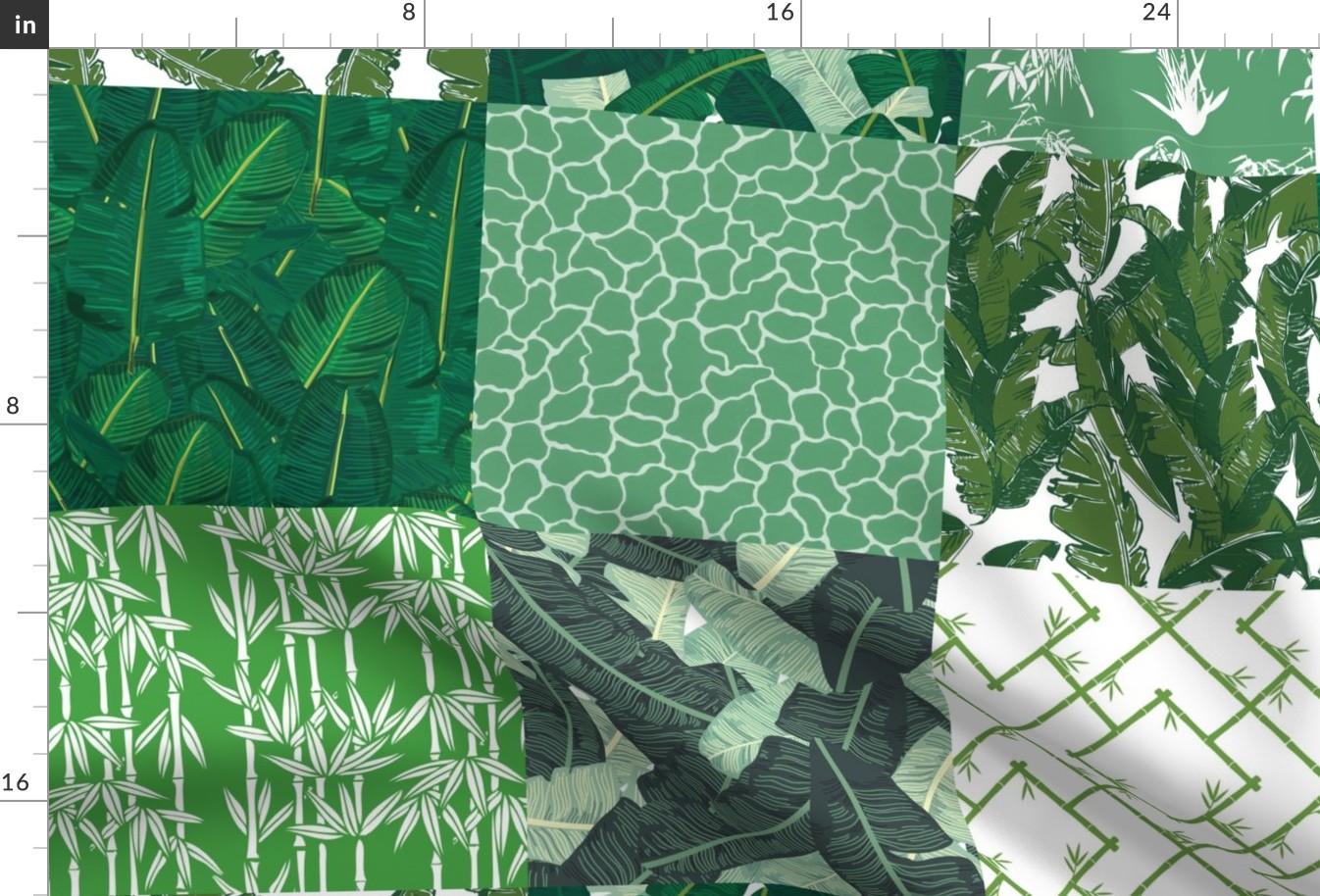 Green Tropical Chinoiserie Cheater Quilt