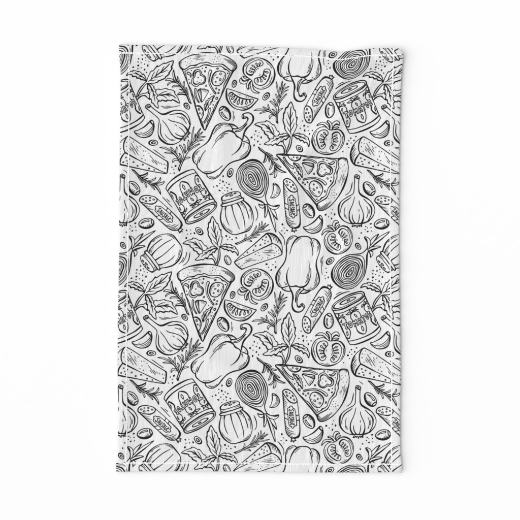 Pizza Night - Coloring Book Black & White Regular Scale