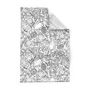 Pizza Night - Coloring Book Black & White Regular Scale