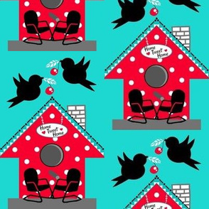 50's Kitsch / Red polka-dot birdhouse 
