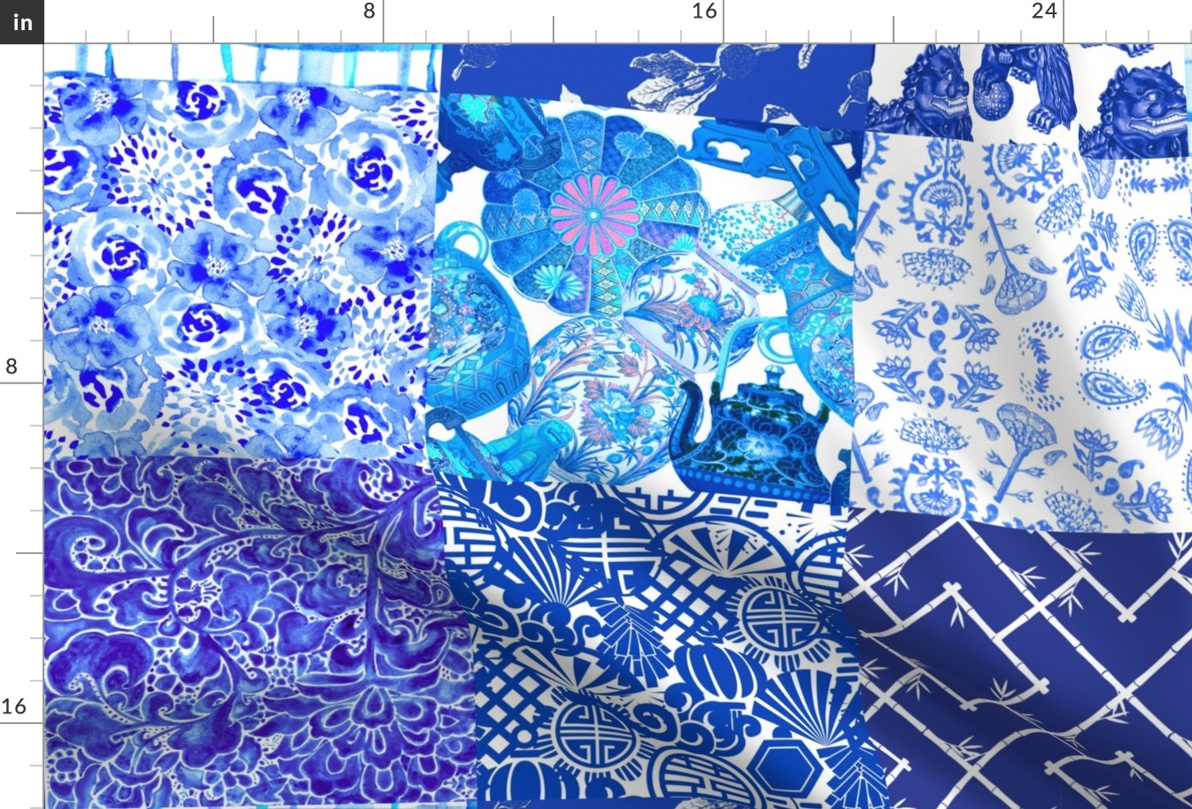 Blue Chinoiserie Cheater Quilt