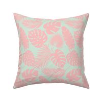 Tropical Leaves - Blush on Sky - Small Scale