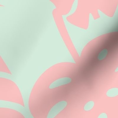 Tropical Leaves - Blush on Sky - Large Scale