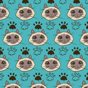 Siamese Cats (teal background)