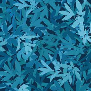 Peony Leaf Hedge in Blues