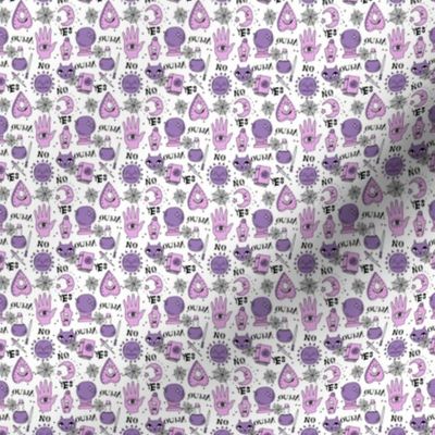 TINY cute halloween pattern october fall themed fabric print white purple by andrea lauren - MINI version