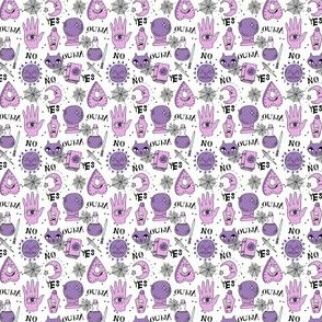 TINY cute halloween pattern october fall themed fabric print white purple by andrea lauren - MINI version
