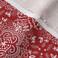 Hand-Drawn Symmetric Red Floral 