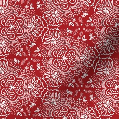 Hand-Drawn Symmetric Red Floral 