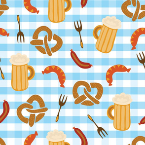 Beer, pretzels, and sausages for the Oktoberfest! 