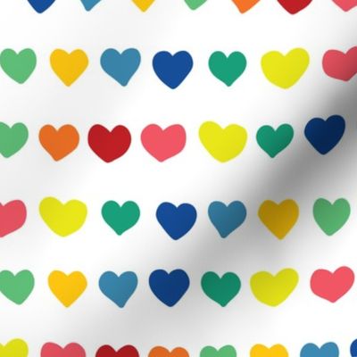 Rainbow doodle hearts on white