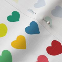 Rainbow doodle hearts on white