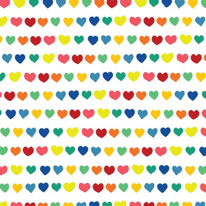 Rainbow doodle hearts on white