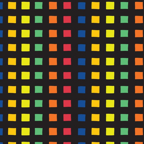 Black grid over rainbow squares