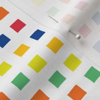 White grid over rainbow squares