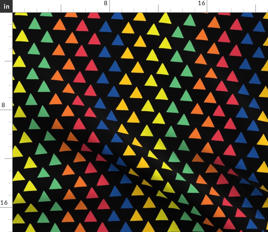 Rainbow triangles on a black background
