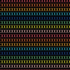 Rainbow cross stitch on black