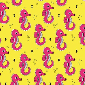 Sea horse baby geometric ocean sea life illustration design yellow hot pink girls Small