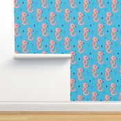 Sea horse baby geometric ocean sea life illustration design blue blush pink Small