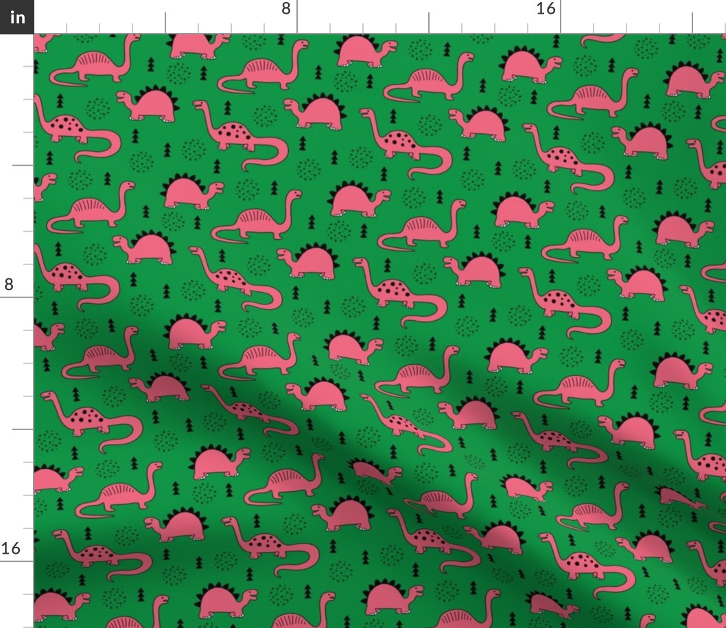 Adorable quirky dino illustration geometric dinosaur animals for kids black and white girls green pink SMALL