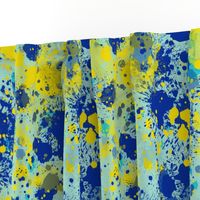 blue and yellow splatter paint