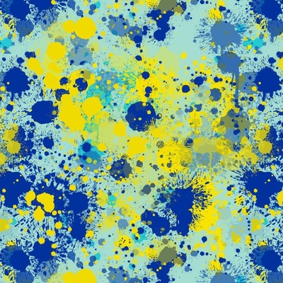 Blue + Yellow Paint Splatter Seamless Background — drypdesigns
